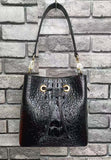 Crocodile Leather Bucket Bag
