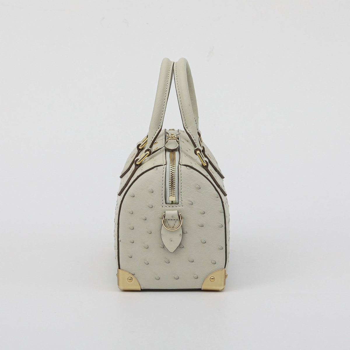 Womens Genuine Ostrich Skin Leathe Top Handle Pillow Bag