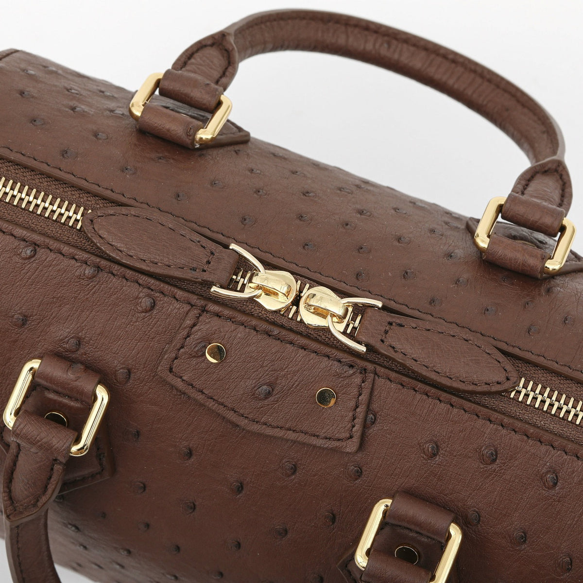 Womens Genuine Ostrich Skin Leathe Top Handle Pillow Bag