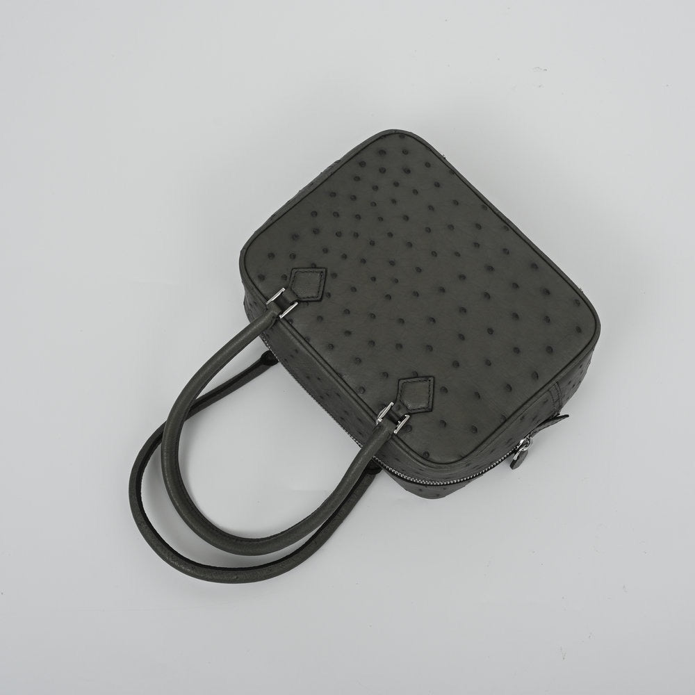 Womens Genuine Ostrich Skin Leathe Top Handle Bag