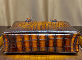 Vintage Crocodile Leather Top Handle Tote Cross Body Handle Bag