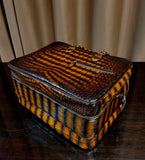 Unisex Vintage Brown Crocodile Leather Jumbo Size Briefcase