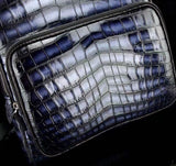 Unisex Vintage Grey Crocodile Leather Backpack