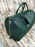 Mens Large Crocodile Skin Leather Travel Duffel Bag