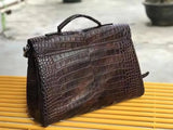 Large Vintage Brown Crocodile Skin Leather Postman Bag