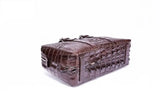 Men's  Briefcase Top Handle Bag Vintage Genuine Crocodile Bone Leather