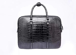 Men's Black Briefcase Genuine Crocodile Leather