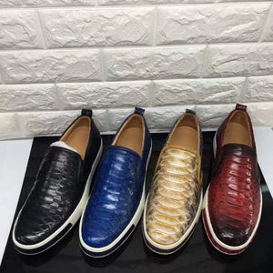 Men's Casual Slip-On Fashion Python Roller-Boat Sneakers