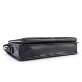 Men's Crocodile  Leather Briefcase with Front Zip Pocket Black