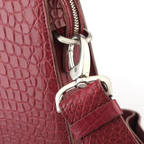 Men's Crocodile  Leather Briefcase with Front Zip Pocket Red