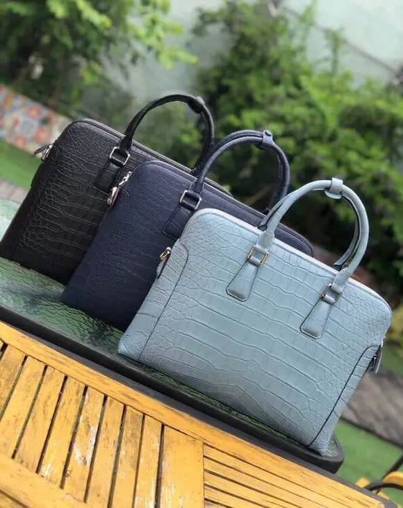Men's Crocodile  Leather Laptop Bags Briefcase