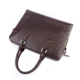 Men's Crocodile  Leather Laptop Bags Briefcase Brown