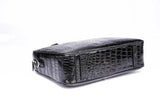 Men's Crocodile Leather  Black  Briefcase  Cross body Satchel Bags