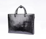 Men's Crocodile Leather  Black Top Handle Cross body Tote Bags
