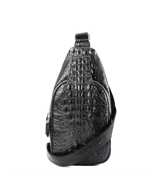 Men's Crocodile Leather Chest Sling Cross Body Day Packs