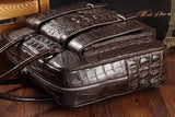Men's Crocodile Leather Large Briefcase,Messenger Bag,Laptop Bags With Front Pocket