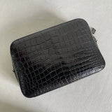 Men's Genuine Crocodile Leather  Cross body Messenger Clutch Bag Black