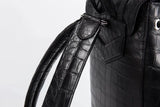 Men's Genuine Crocodile Leather Backpack,Extra Large Black