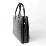 Men's Genuine Crocodile Leather Briefcase Black