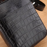 Men's Genuine Crocodile Leather Small Cross body Messenger Bag Black