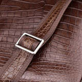 Men's Genuine Crocodile Leather Small Cross body Messenger Bag Brown