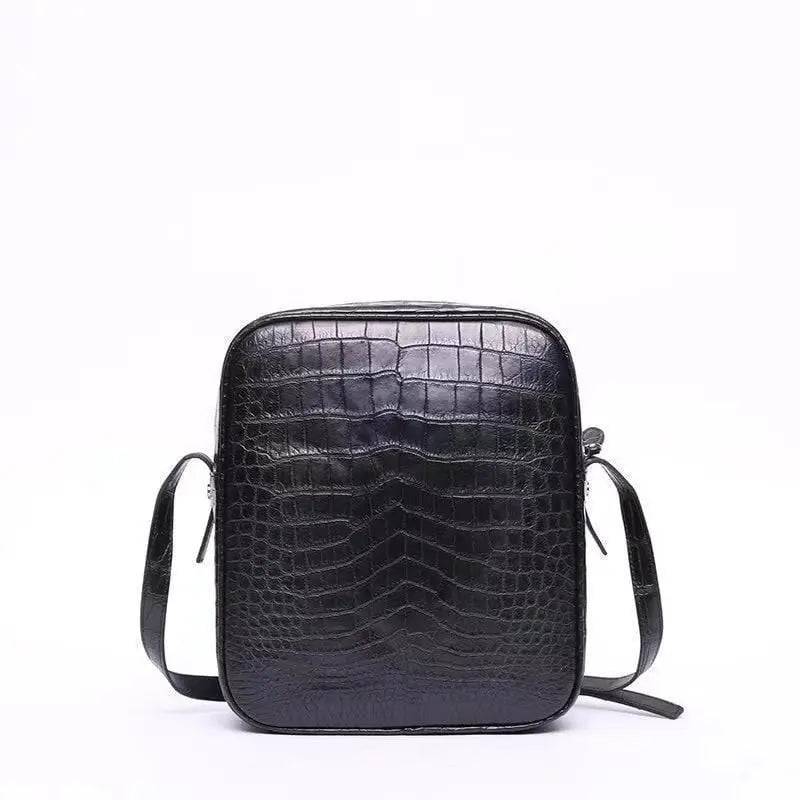 Men's Genuine Crocodile Leather Zip Messenger Bag