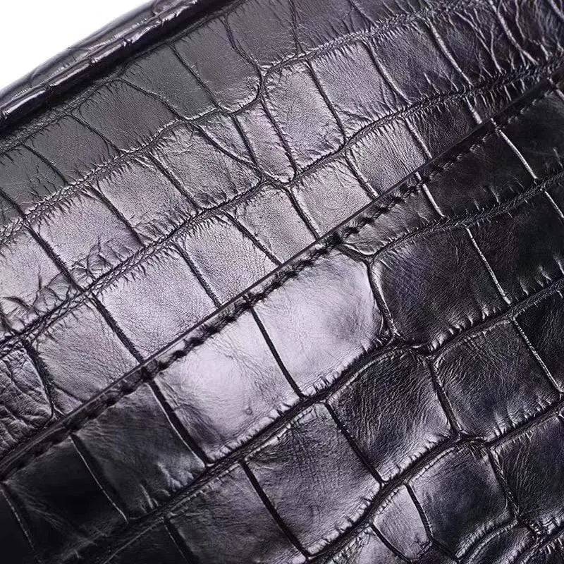 Men's Genuine Crocodile Leather Zip Messenger Bag