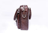 Men's Vintage Brown Postman Bag Genuine Crocodile Bone Leather