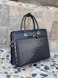 Mens Crocodile Briefcase Shoulder Messenger Bag Black
