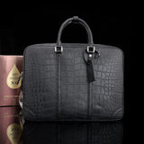 Mens Crocodile Skin Leather Travel Duffel Bag Black