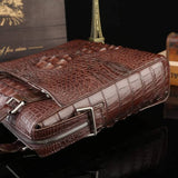 Mens Genuine Crocodile Leather Briefcase Messenger Handle Shoulder Bag