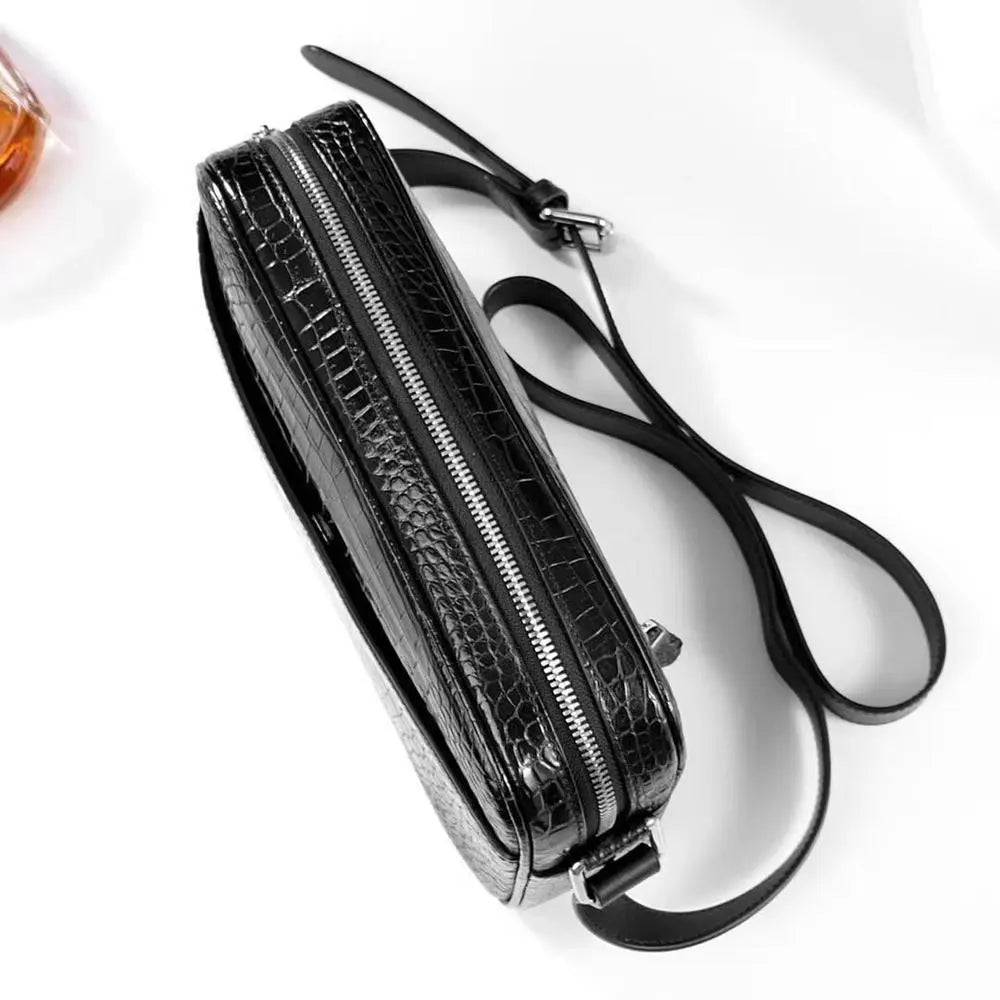 Mens Genuine Crocodile Leather Cross Body Shoulder Messenger Bag