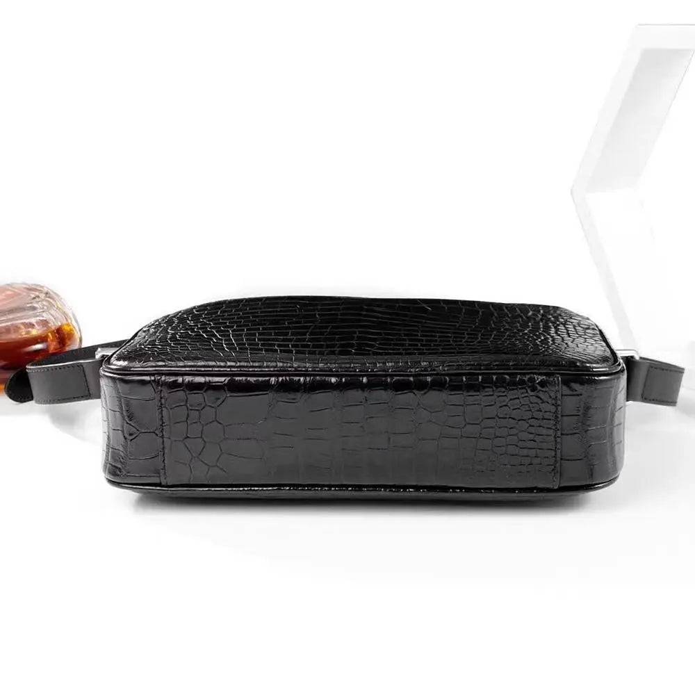 Mens Genuine Crocodile Leather Cross Body Shoulder Messenger Bag