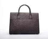 Mens Large Ostrich Leather Foldover Briefcase Laptop Business Bags