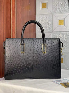 Mens Ostrich  Leather  Briefcase With Password Lock Black