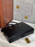 Mens Ostrich  Leather  Briefcase With Password Lock Black