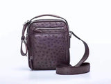 Mens Small Ostrich Leather  Crossbody Messenger Shoulder Bags