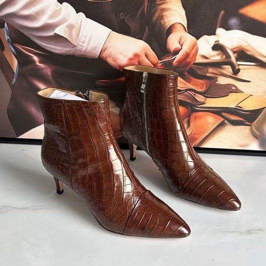 Crocodile Shoes , Genuine Crocodile Leather Womens Shoes Brown