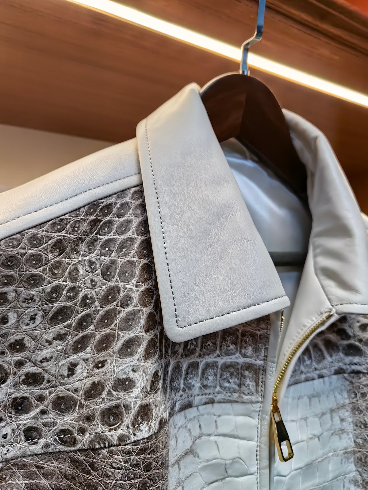 Himalayan Crocodile & Lamhbskin Leather Jacket
