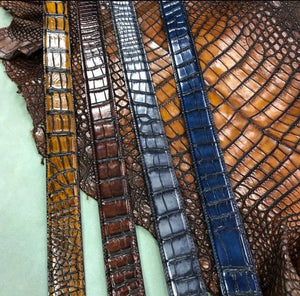 Preorder Crocodile Belt , Retro Grey Crocodile Skin Leather Belt Rossie Viren