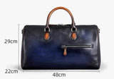 Vintage Smooth Leather Travel Duffel Bag With Zipper