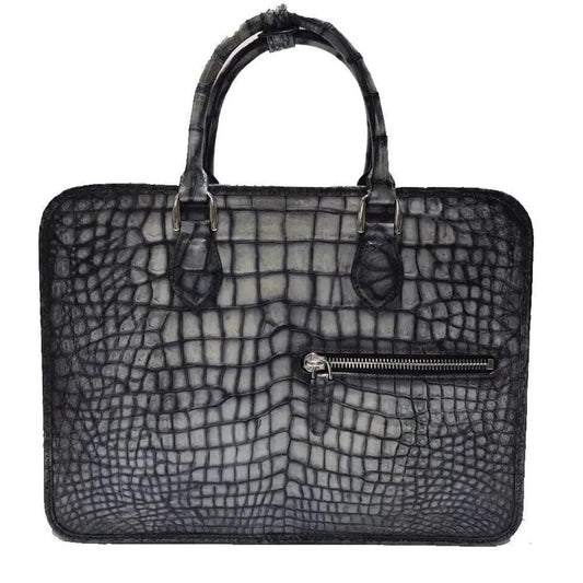 Preorder Retro Brown crocodile Leather Crossbody Laptop Business Bag