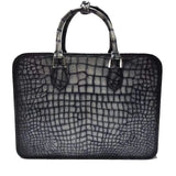 Retro crocodile Leather Crossbody  Laptop Business Bag
