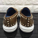 Roller-Boat Spikes Genuine Python Leather Flat Sneakers For Men
