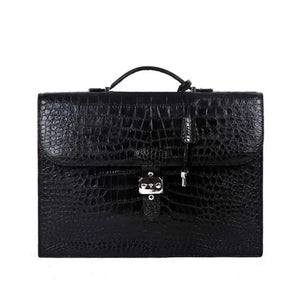 Rossie Viren Crocodile Leather Men's Briefcase Laptop With Password and  Lock Handbag