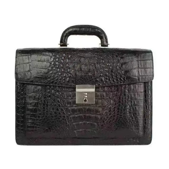 Rossie Viren Crocodile Skin Leather Attache Men's Briefcase & Laptop Case