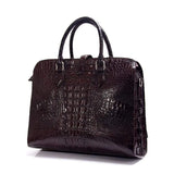 Rossie Viren Men's Crocodile Leather Briefcase With Leather Tab-Fastening Front Flap