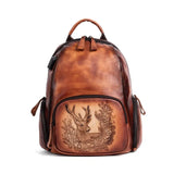 Rossie Viren Retro Genuine Leather Large Backpack, Leather Rucksack, Leather Knapsack ,Office Bag,Travel Backpack