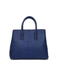 Rossie Viren Womens Ostrich Skin  Leather Blue Large Tote Bag