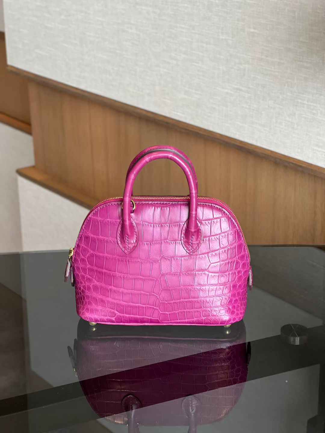 Preorder Womens Genuine Crocodile Skin Leather Cross Body Handle Bag Mini Purple